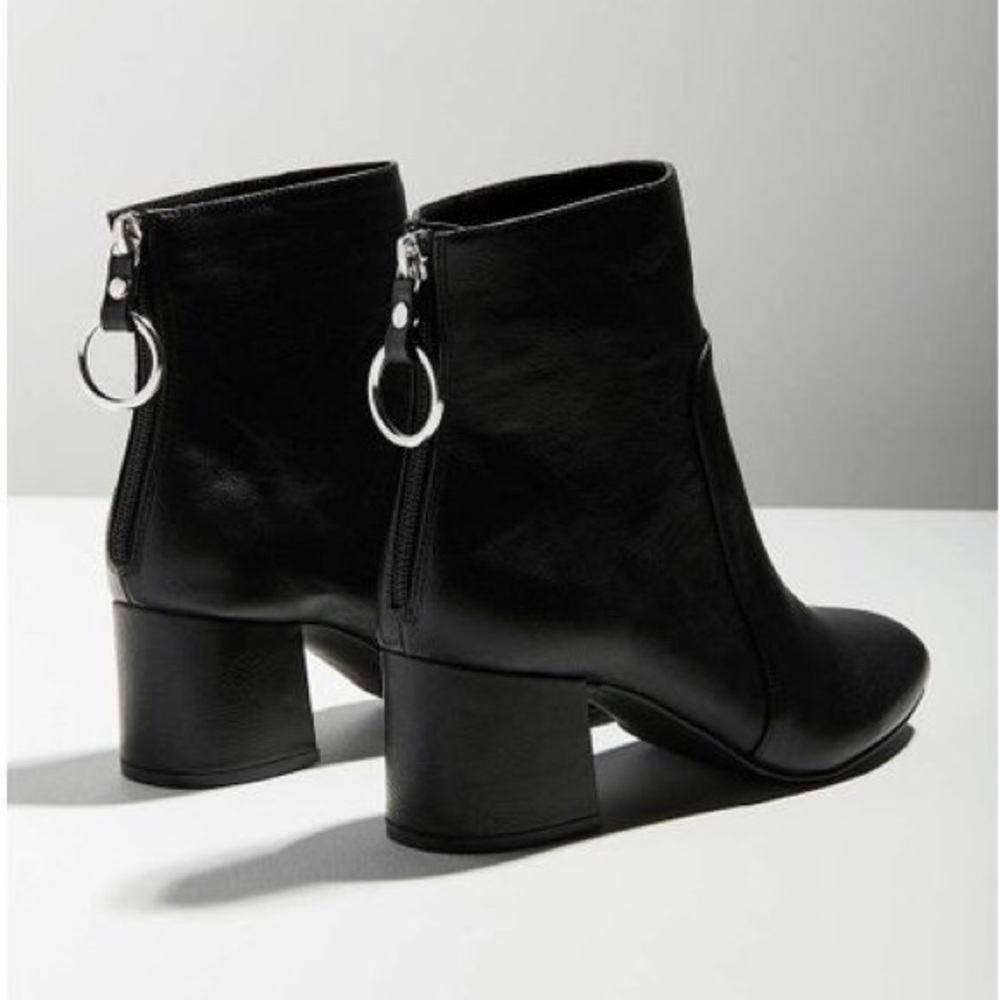 Black Faux Leather Ankle Boots